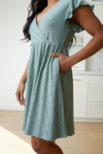 Load image into Gallery viewer, Rebecca Ruffle Sleeve Eyelet Dress -#5-Sage
