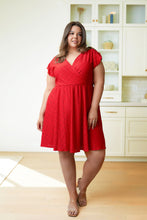 Load image into Gallery viewer, Rebecca Ruffle Sleeve Eyelet Dress-#7-Red
