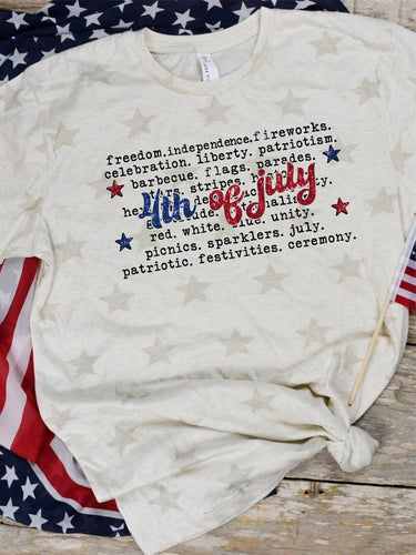 4th of July Patriotic Words Star Tee - Elevated Boutique CO