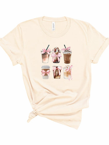 6 Coffee Coquette Ribbon Graphic Tee | Multiple Colors - Elevated Boutique CO