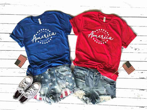 America Land of the Free Graphic Tee | Multiple Colors - Elevated Boutique CO