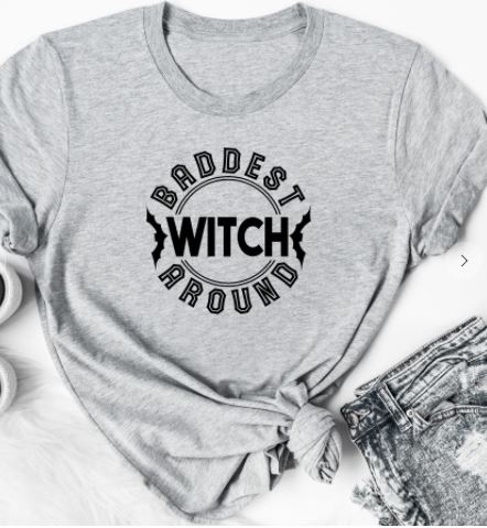 Baddest Witch Around Halloween Graphic Tee | Multiple Colors - Elevated Boutique CO