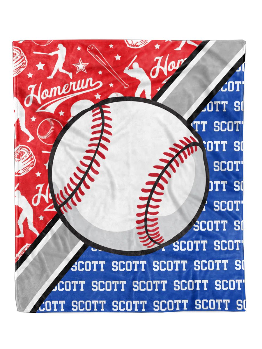 Baseball Action Minky Blanket *Multiple Colors* - Elevated Boutique CO