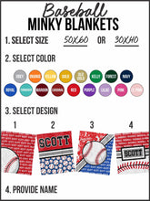 Load image into Gallery viewer, Baseball Action Minky Blanket *Multiple Colors* - Elevated Boutique CO
