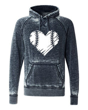 Load image into Gallery viewer, Baseball | Softball Distressed Heart Vintage Hoodie - Elevated Boutique CO
