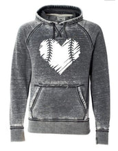 Load image into Gallery viewer, Baseball | Softball Distressed Heart Vintage Hoodie - Elevated Boutique CO
