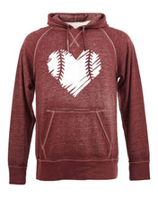 Load image into Gallery viewer, Baseball | Softball Distressed Heart Vintage Hoodie - Elevated Boutique CO
