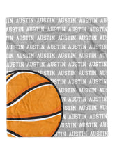 Load image into Gallery viewer, Basketball Name Repeat Minky Blanket *Multiple Colors* - Elevated Boutique CO
