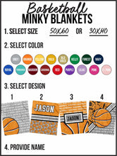 Load image into Gallery viewer, Basketball Name Repeat Minky Blanket *Multiple Colors* - Elevated Boutique CO
