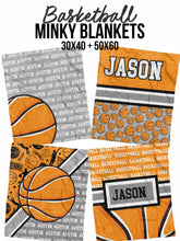 Load image into Gallery viewer, Basketball Name Repeat Minky Blanket *Multiple Colors* - Elevated Boutique CO
