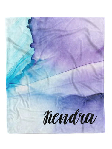 Blue Watercolor Custom Minky Blanket - Elevated Boutique CO