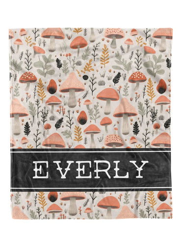 Boho Mushrooms Custom Minky Blanket - Elevated Boutique CO