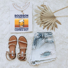 Load image into Gallery viewer, Bourbon Goes in Wisdom Comes Out Graphic Tee | Multiple Colors - Elevated Boutique CO
