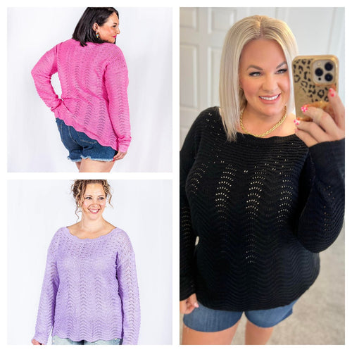 Cici Hallow Out Sweater (S-3X) - Elevated Boutique CO