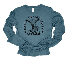 Load image into Gallery viewer, Easily Distracted by Goats Long Sleeve Graphic Tee | Multiple Colors - Elevated Boutique CO
