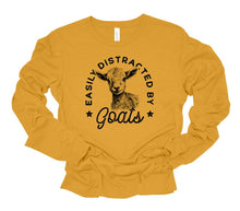 Load image into Gallery viewer, Easily Distracted by Goats Long Sleeve Graphic Tee | Multiple Colors - Elevated Boutique CO
