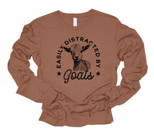 Load image into Gallery viewer, Easily Distracted by Goats Long Sleeve Graphic Tee | Multiple Colors - Elevated Boutique CO
