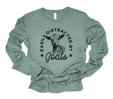 Load image into Gallery viewer, Easily Distracted by Goats Long Sleeve Graphic Tee | Multiple Colors - Elevated Boutique CO
