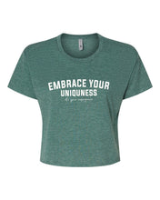 Load image into Gallery viewer, Embrace your Uniquness Cropped Tee | Multiple Colors - Elevated Boutique CO
