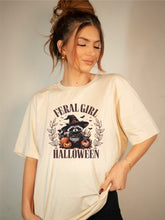 Load image into Gallery viewer, Feral Girl Halloween Racoon Graphic Tee | Multiple Colors - Elevated Boutique CO
