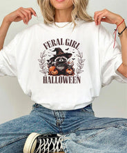 Load image into Gallery viewer, Feral Girl Halloween Racoon Graphic Tee | Multiple Colors - Elevated Boutique CO
