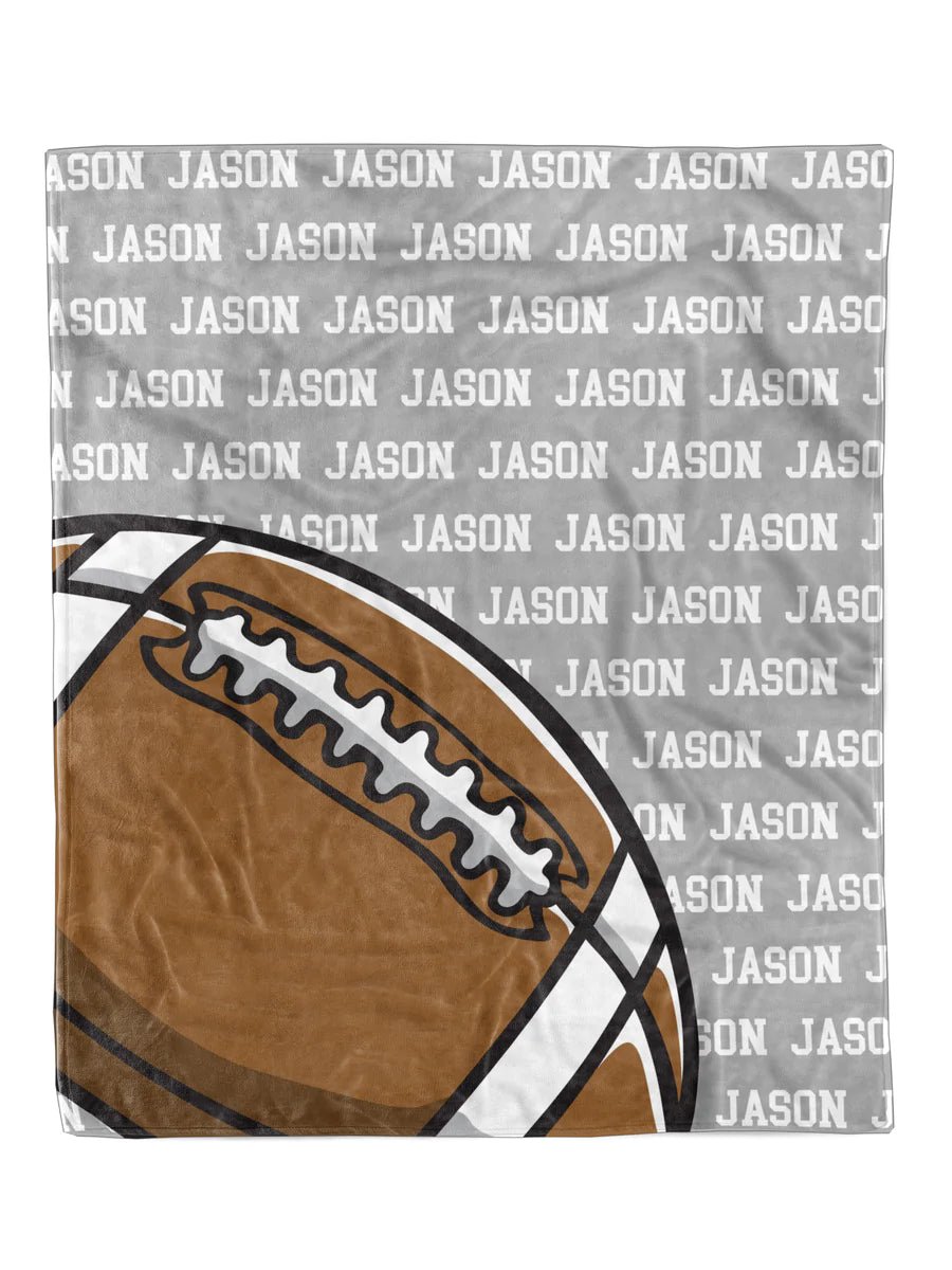 Football Name Repeat Minky Blanket *Multiple Colors* - Elevated Boutique CO