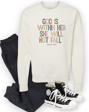 Load image into Gallery viewer, God&#39;s Within Her She will Not Fail Premium Bella Sweatshirt | Multiple Colors - Elevated Boutique CO
