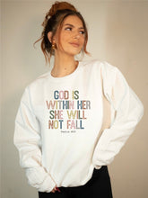 Load image into Gallery viewer, God&#39;s Within Her She will Not Fail Premium Bella Sweatshirt | Multiple Colors - Elevated Boutique CO
