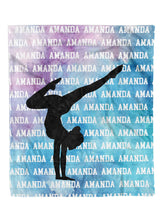 Load image into Gallery viewer, Gymnastics Watercolor Name Repeat Minky Blanket *Multiple Colors* - Elevated Boutique CO
