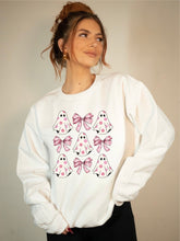 Load image into Gallery viewer, Halloween Flower Ghost Pink Coquette Graphic Sweatshirt | Multiple Colors - Elevated Boutique CO
