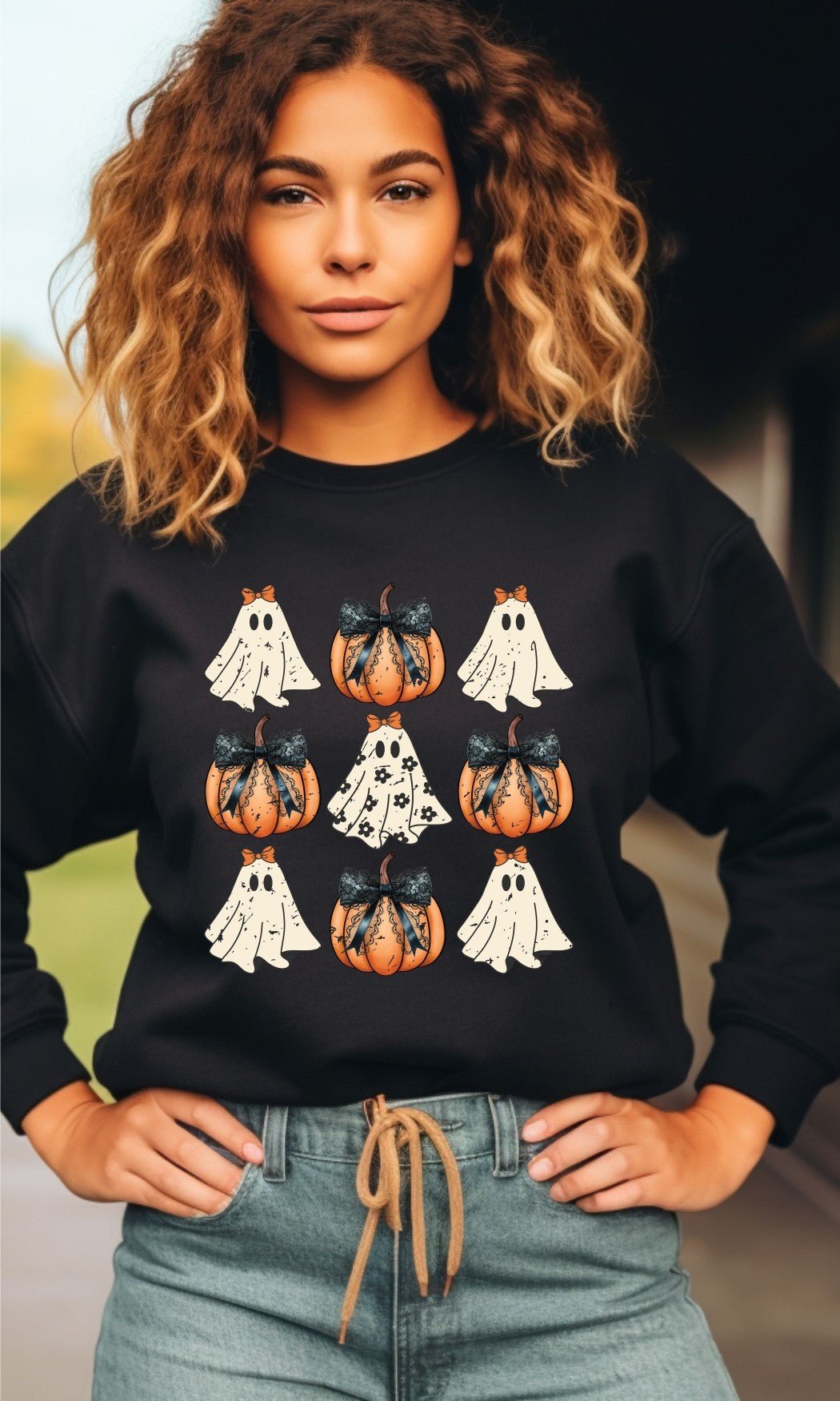 Halloween Ghost Coquette Graphic Sweatshirt | Multiple Colors - Elevated Boutique CO