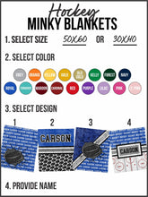 Load image into Gallery viewer, Hockey Action Minky Blanket *Multiple Colors* - Elevated Boutique CO
