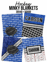 Load image into Gallery viewer, Hockey Action Minky Blanket *Multiple Colors* - Elevated Boutique CO
