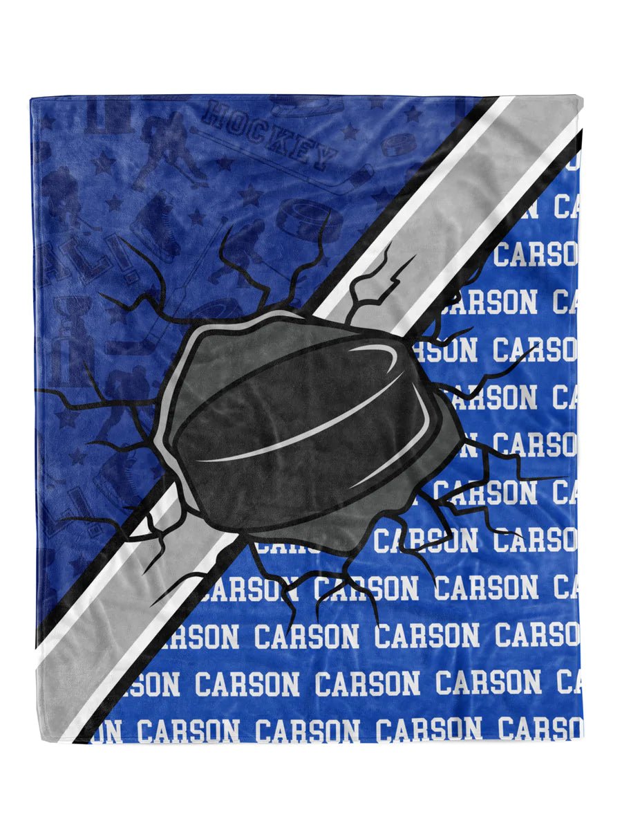 Hockey Action Minky Blanket *Multiple Colors* - Elevated Boutique CO