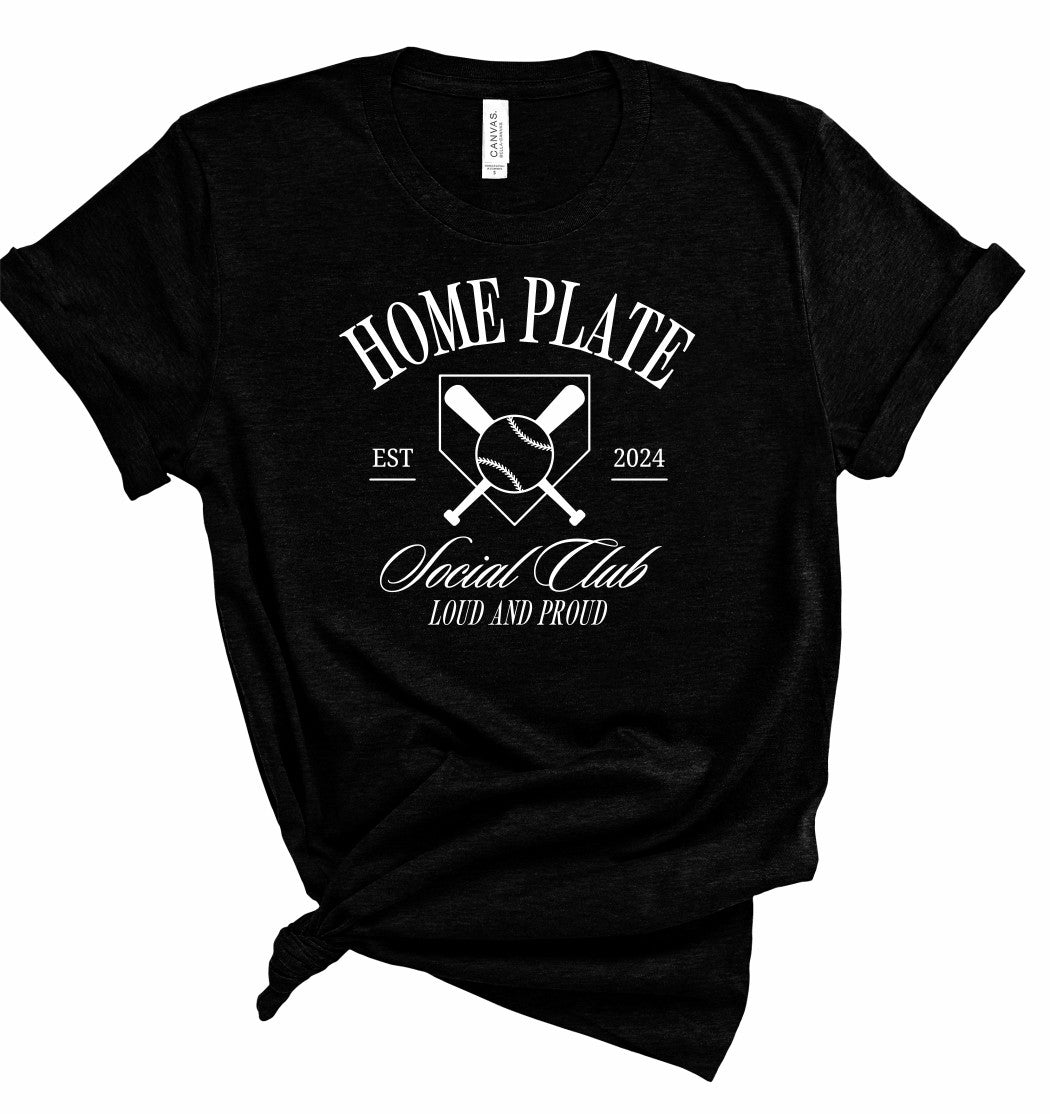 Home Plate Social Club Graphic Tee | Multiple Colors (White Lettering) - Elevated Boutique CO