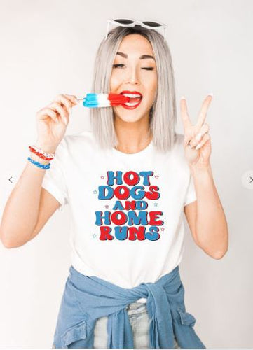 Hot Dogs and Home Runs Graphic Tee - Elevated Boutique CO