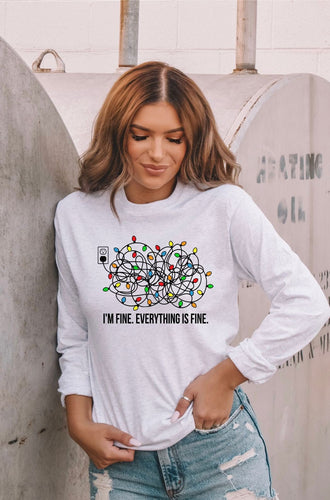 I'm Fine Long Sleeve Graphic Tee - Elevated Boutique CO