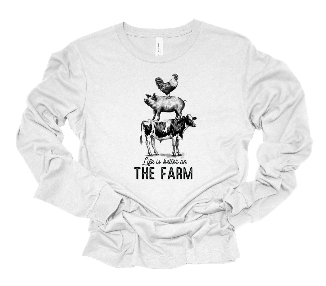 Life is Better on the Farm Long Sleeve Graphic Tee | Multiple Colors - Elevated Boutique CO