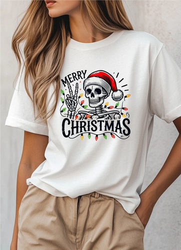 Merry Christmas Skeleton Unisex Graphic Tee | Multiple Colors - Elevated Boutique CO