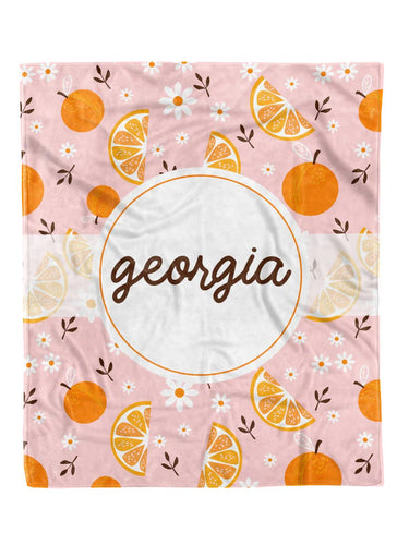 Oranges and Daisies Custom Minky Blanket - Elevated Boutique CO