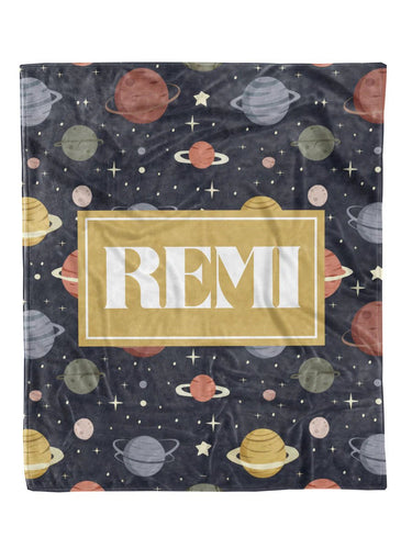 Outer Space Planets Custom Minky Blanket - Elevated Boutique CO