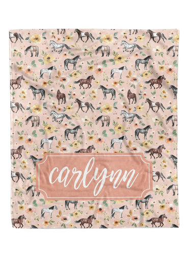 Ponies in a Field Custom Minky Blanket - Elevated Boutique CO