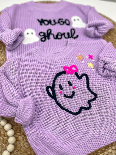 Purple Knitted Ghost Sweaters - Elevated Boutique CO