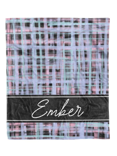 Purple Painted Plaid Custom Minky Blanket - Elevated Boutique CO