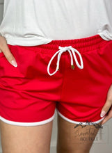 Load image into Gallery viewer, Red and White Everyday Shorts - Elevated Boutique CO
