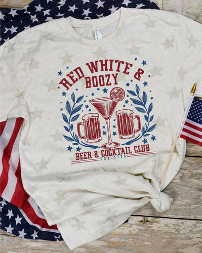 Red White & Boozy Cocktail Club Star Tee - Elevated Boutique CO