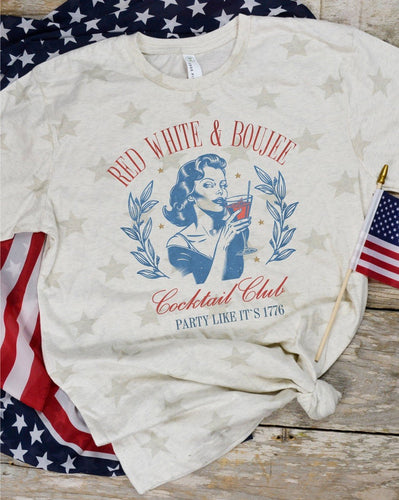 Red White & Boujee Cocktail Club Star Tee - Elevated Boutique CO