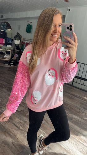 Santa Sparkle Long Sleeve Top - Elevated Boutique CO