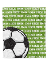 Load image into Gallery viewer, Soccer Name Repeat Minky Blanket *Multiple Colors* - Elevated Boutique CO
