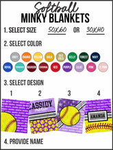 Load image into Gallery viewer, Softball Action Minky Blanket *Multiple Colors* - Elevated Boutique CO
